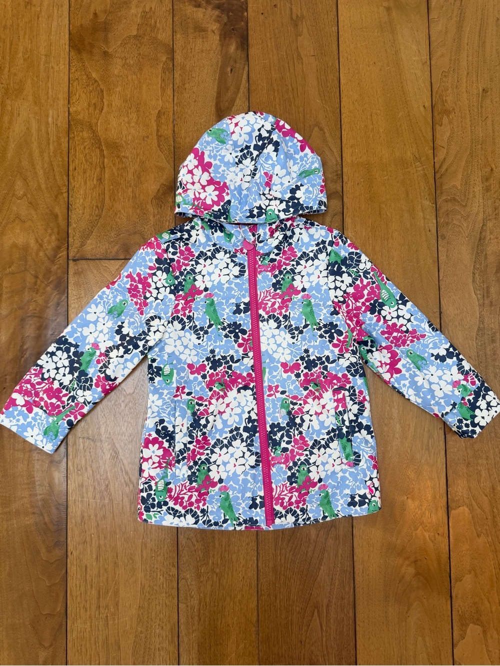 Joules Right as Rain Fleece Lined Raincoat Jacket Floral Print Size 5 EUC